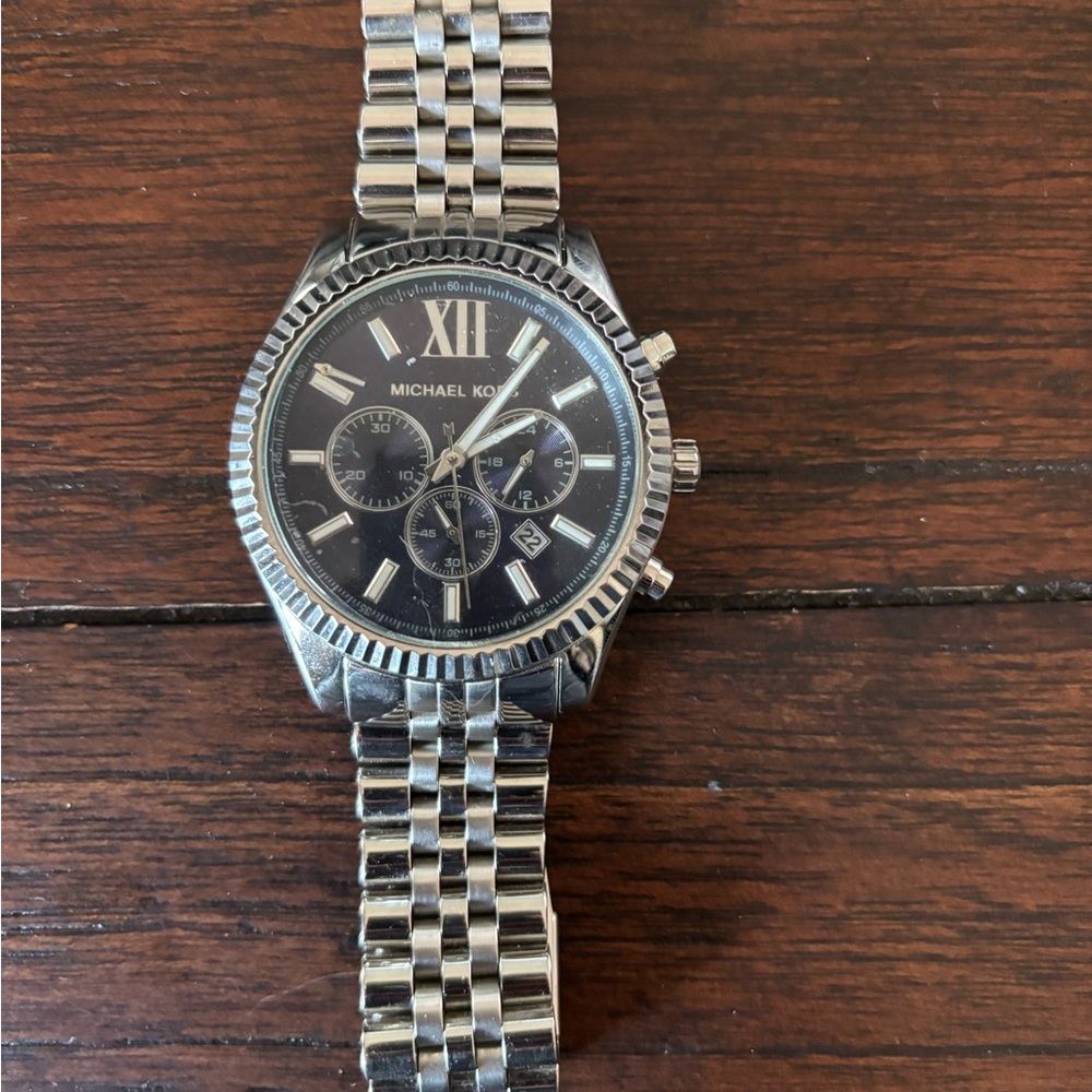 Michael Kors Black and Silver Chronograph Watch Model MK-8280